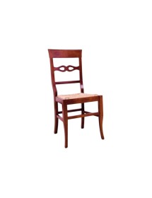 MOBILI 2G - Set 2 sedie arte povera legno massiccio tinta noce seduta paglia 44x43x95 vista frontale