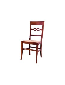 MOBILI 2G - Set 2 sedie arte povera legno massiccio tinta noce seduta paglia 44x43x95 vista frontale