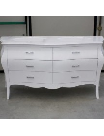 MOBILI 2G - Mobile bagno 6 cassetti legno con doppio lavabo bianco 162X58X83 vista frontale