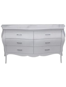 MOBILI 2G - Mobile bagno 6 cassetti legno con doppio lavabo bianco 162X58X83 vista frontale