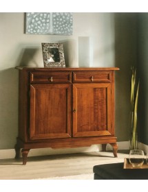 MOBILI 2G - Madia credenza arte povera 2 porte 2 cassetti tinta legno 105x42x102 (1268) vista frontale