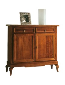 MOBILI 2G - Madia credenza arte povera 2 porte 2 cassetti tinta legno 105x42x102 (1268) vista frontale