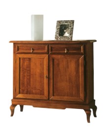 MOBILI 2G - Madia credenza arte povera 2 porte 2 cassetti tinta legno 105x42x102 (1268) vista frontale