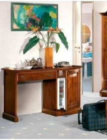 MOBILI 2G - SCRIVANIA PORTAFRIGO IN LEGNO TINTA NOCE 1 PORTA 1 CASSETTO 125X56X80 vista frontale