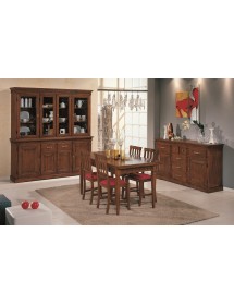 MOBILI 2G - Cristalliera arte povera 4 porte 2 cassetti legno tinta noce 200x47x214 (1224) VISTA FRONTALE