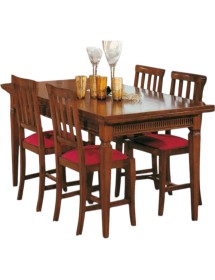 MOBILI 2G - Tavolo arte povera allungabile legno tinta noce 160x85x80 (1218) vista frontale