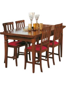 MOBILI 2G - Tavolo arte povera allungabile legno tinta noce 160x85x80 (1218) vista frontale