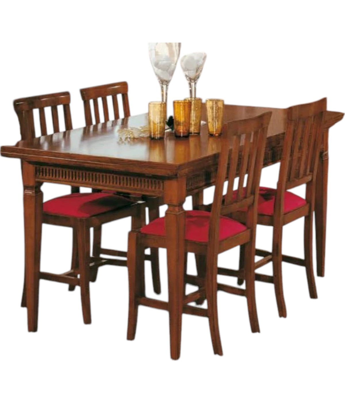 MOBILI 2G - Tavolo arte povera allungabile legno tinta noce 160x85x80 (1218) vista frontale