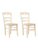 MOBILI 2G - Set 2 sedie shabby legno laccato avorio anticato seduta legno 43x46x89 vista frontale