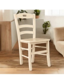 MOBILI 2G - Set 2 sedie shabby legno laccato avorio anticato seduta legno 43x46x89 vista frontale