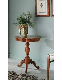 MOBILI 2G - TAVOLINO ROTONDO SAGOMATO IN LEGNO INTARSIATO MISURA DIAMETRO 56 H.71 (3122) vista frontale