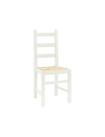 MOBILI 2G - Set 2 sedie arte povera legno bianco seduta paglia 50x47x90 vista frontale