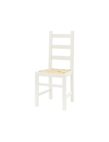MOBILI 2G - Set 2 sedie arte povera legno bianco seduta paglia 50x47x90 vista frontale