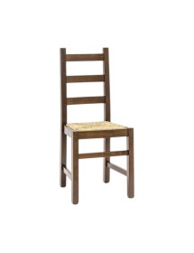 MOBILI 2G - Set 2 sedie arte povera legno tinta noce seduta paglia 50x47x90 VISTA FRONTALE