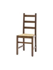 MOBILI 2G - Set 2 sedie arte povera legno tinta noce seduta paglia 50x47x90 VISTA FRONTALE