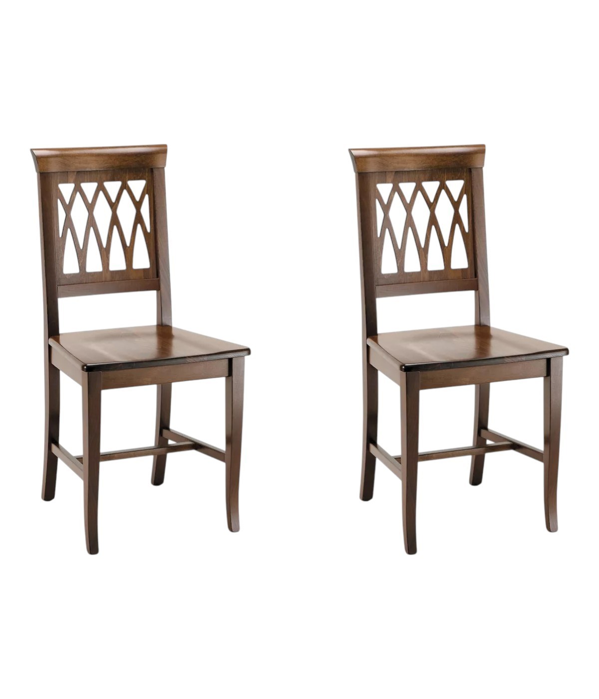 MOBILI 2G - Set 2 sedie arte povera legno massiccio tinta noce seduta legno 42x43x93 vista frontale