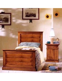 MOBILI 2G - Letto 1 piazza e mezza arte povera legno tinta noce 141x209x110 vista frontale