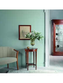 MOBILI 2G - TAVOLINO TONDO 1 CASSETTO CON RIPIANO INTARSIATO IN LEGNO MISURA DIAMETRO 48 H.72 (3114) vista frontale