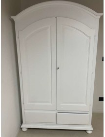 Armadio shabby bianco opaco con cappello tondo 125x60x200