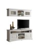 MOBILI 2G - PARETE ATTREZZATA PORTA TV CLASSICA IN LEGNO SHABBY BIANCO
