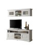 MOBILI 2G - PARETE ATTREZZATA PORTA TV CLASSICA IN LEGNO SHABBY BIANCO