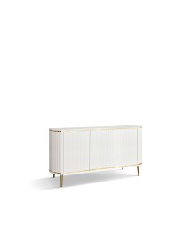 Credenza contemporanea cannettato 3 ante legno bianco oro cromo 157...