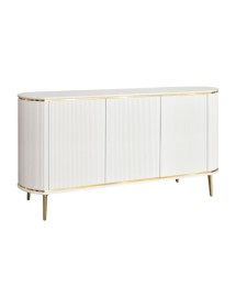 MOBILI 2G - Credenza contemporanea cannettato 3 ante legno bianco oro cromo 157X50X85 (110) vista frontale