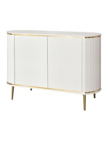 MOBILI 2G - Credenza contemporanea cannettato 2 ante legno bianco oro cromo 117X50X85 (111) vista frontale