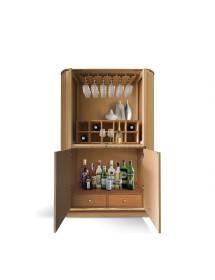 MOBILI 2G - Mobile bar contemporaneo cannettato 4 ante legno bianco oro cromo 120X50X185 (112) vista frontale