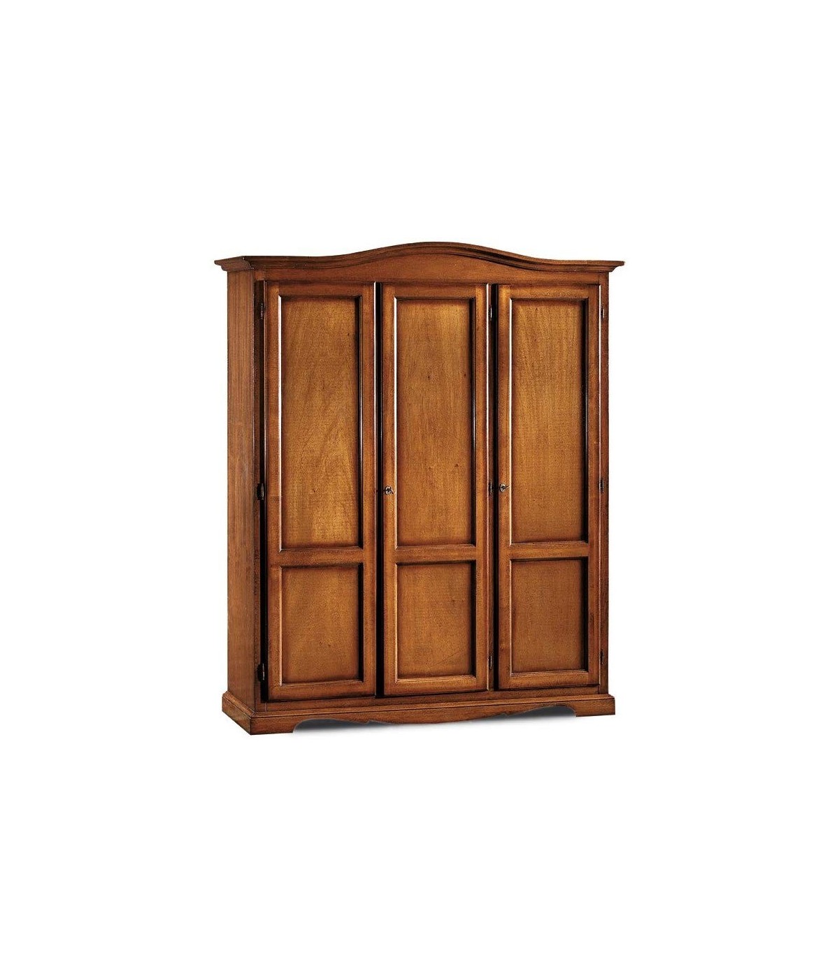 MOBILI 2G - Armadio 3 ante in legno massello arte povera tinta noce 158x56x197 vista frontale