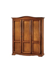 MOBILI 2G - Armadio 3 ante in legno massello arte povera tinta noce 158x56x197 vista frontale