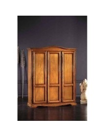 MOBILI 2G - Armadio 3 ante in legno massello arte povera tinta noce 158x56x197 vista frontale