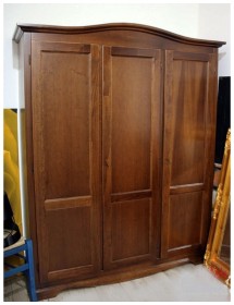 Armadio 3 ante in legno massello arte povera tinta noce 158x56x197 ...