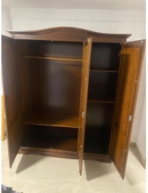 Armadio 3 ante in legno massello arte povera tinta noce 158x56x197 ...