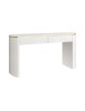 MOBILI 2G - Consolle contemporanea cannettato legno bianco oro e cromo 150x50x81 (126) vista frontale