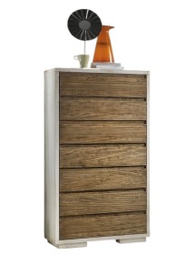 MOBILI 2G - Cassettiera 7 cassetti in legno massello bicolore L.70 x P.45 H.137