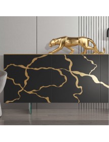 MOBILI 2G - Madia 3 Ante contemporanea Legno grigio oro gambe vetro 189X48X78 (3150) vista frontale