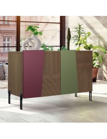 Madia 2 Ante contemporanea Legno frassino gambe metallo nero 126X48X83 (3151)