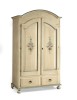 MOBILI 2G - ARMADIO ARTE POVERA 2 ANTE LEGNO SHABBY AVORIO ANTICATO FILO AZZURRO 125X61X200 (1314) vista frontale