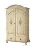 MOBILI 2G - ARMADIO ARTE POVERA 2 ANTE LEGNO SHABBY AVORIO ANTICATO FILO AZZURRO 125X61X200 (1314) vista frontale