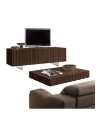MOBILI 2G - Tavolino rettangolare contemporaneo 1 cassetto Legno marrone frassino 120X70X25 (3156) vista frontale
