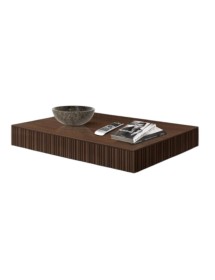 MOBILI 2G - Tavolino rettangolare contemporaneo 1 cassetto Legno marrone frassino 120X70X25 (3156) vista frontale