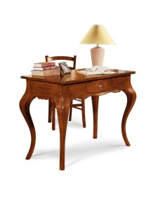 MOBILI 2G - SCRIVANIA SAGOMATA 1 CASSETTO IN LEGNO TINTA NOCE 112X57X80