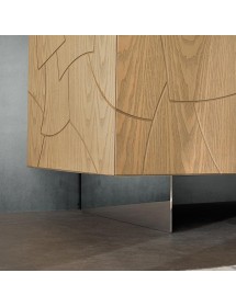MOBILI 2G - Madia 3 Ante contemporanea Legno massello gambe acciaio 180X45X73 (301) VISTA FRONTALE