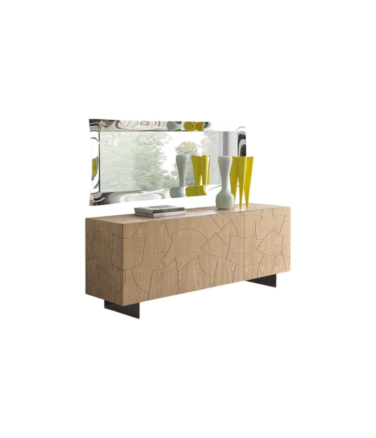 MOBILI 2G - Madia 3 Ante contemporanea Legno massello gambe acciaio 180X45X73 (301) VISTA FRONTALE