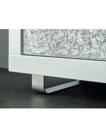 MOBILI 2G - Madia 3 Ante contemporanea Legno bianco argento rilievo 205X45X88 (308) VISTA FRONTALE