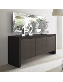 MOBILI 2G - Madia 3 Ante contemporanea legno nero testa di moro 205X45X89 (315)