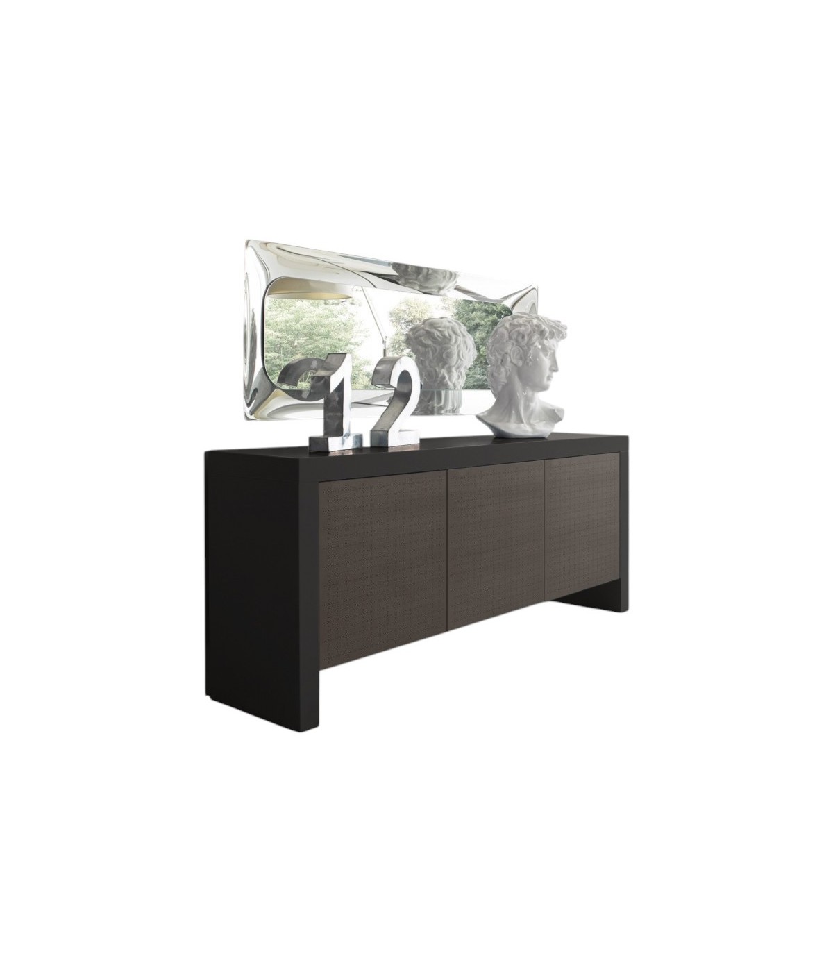 MOBILI 2G - Madia 3 Ante contemporanea legno nero testa di moro 205X45X89 (315)