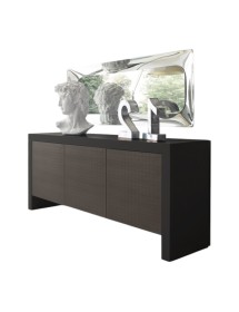 MOBILI 2G - Madia 3 Ante contemporanea legno nero testa di moro 205X45X89 (315)