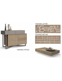 MOBILI 2G - Madia 2 Ante 2 cassetti contemporanea Legno grigio naturale 146X55X99 (2110) vista frontale